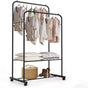 Heavy Thicken Metal Double Clothes Rail Sturdy Open Hanging Shelf Storage Rack V767-ZJJ211-BK-G3