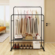 Heavy Thicken Metal Double Clothes Rail Sturdy Open Hanging Shelf Storage Rack V767-ZJJ211-BK-G3