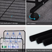 Heavy Thicken Metal Double Clothes Rail Sturdy Open Hanging Shelf Storage Rack V767-ZJJ211-BK-G3