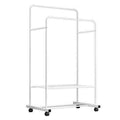 Heavy Duty Double Clothes Rail Rack Garment Hanging Display Stand 4 Wheel Armoir V767-ZJJ215-WT-G3