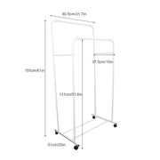 Heavy Duty Double Clothes Rail Rack Garment Hanging Display Stand 4 Wheel Armoir V767-ZJJ215-WT-G3