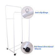 Heavy Duty Double Clothes Rail Rack Garment Hanging Display Stand 4 Wheel Armoir V767-ZJJ215-WT-G3