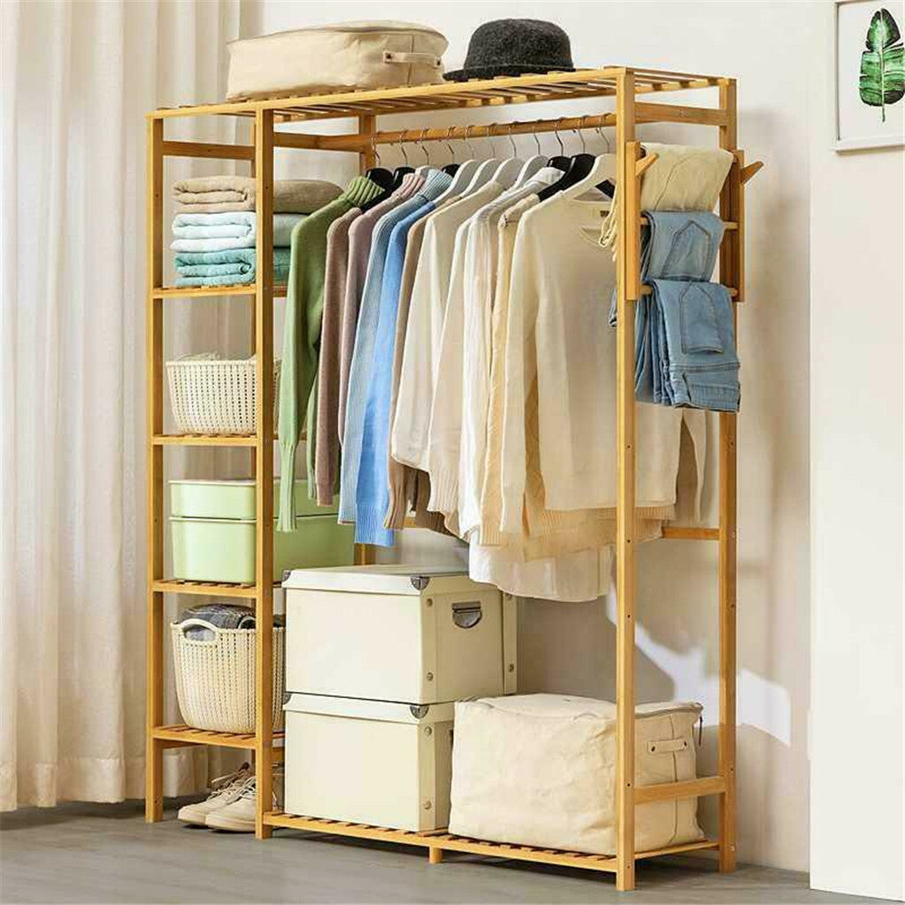 Open Wardrobe Clothes Rail Rack Hanging Garment Heavy Duty Organizer Coat Shelf V767-ZJJ217-G1