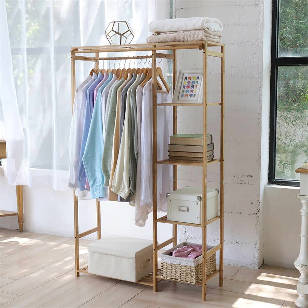 Open Wardrobe Clothes Rail Rack Hanging Garment Heavy Duty Organizer Coat Shelf V767-ZJJ217-G1