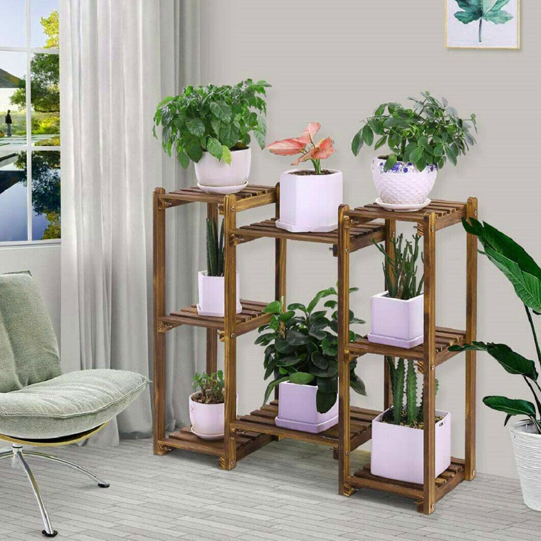 Detachable Diy Wood Plant Stand Pots Organizer Rack Multifunctional Shelf Decor V767-ZJJ242-AU