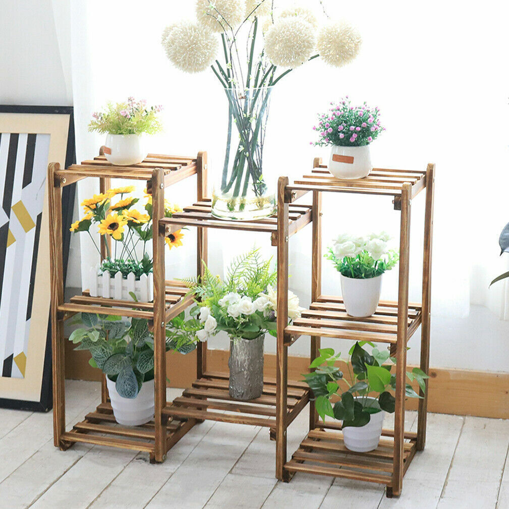 Detachable Diy Wood Plant Stand Pots Organizer Rack Multifunctional Shelf Decor V767-ZJJ242-AU