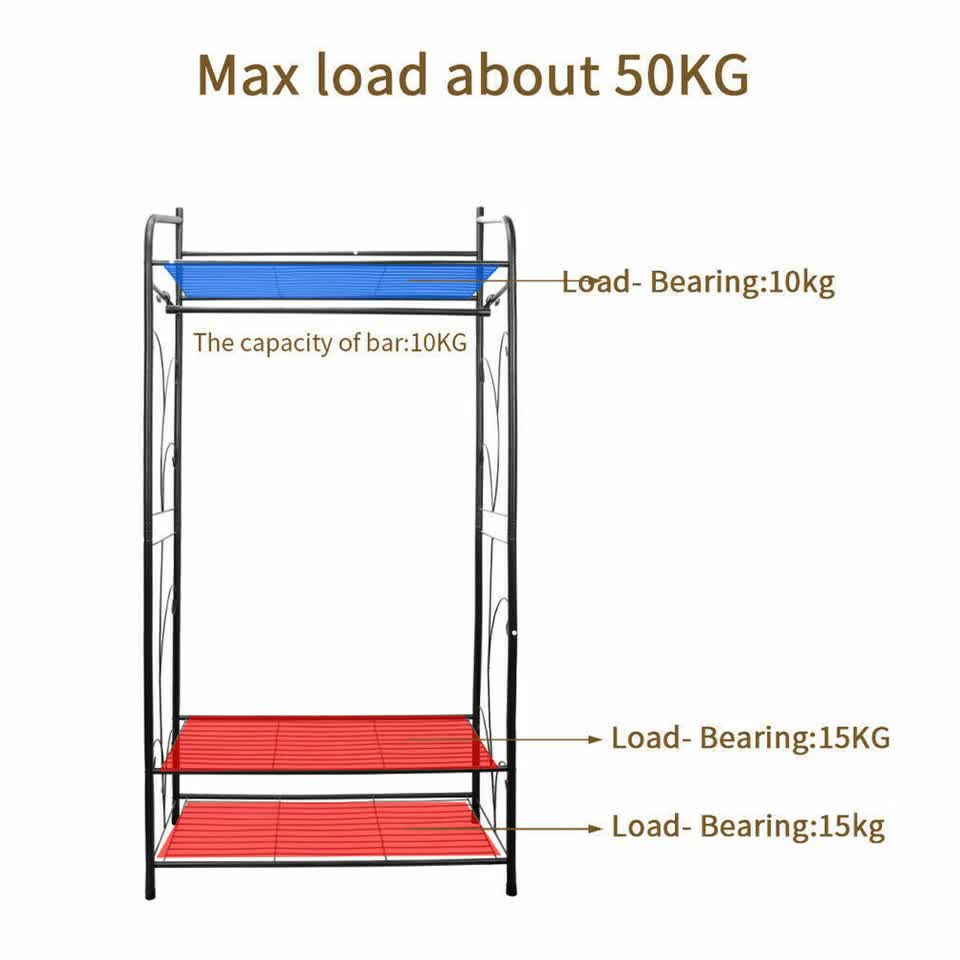 Extra Large Metal Clothes Rail Storage Dress Hanging Garment Rack Portable Stand V767-ZJJ323-G2