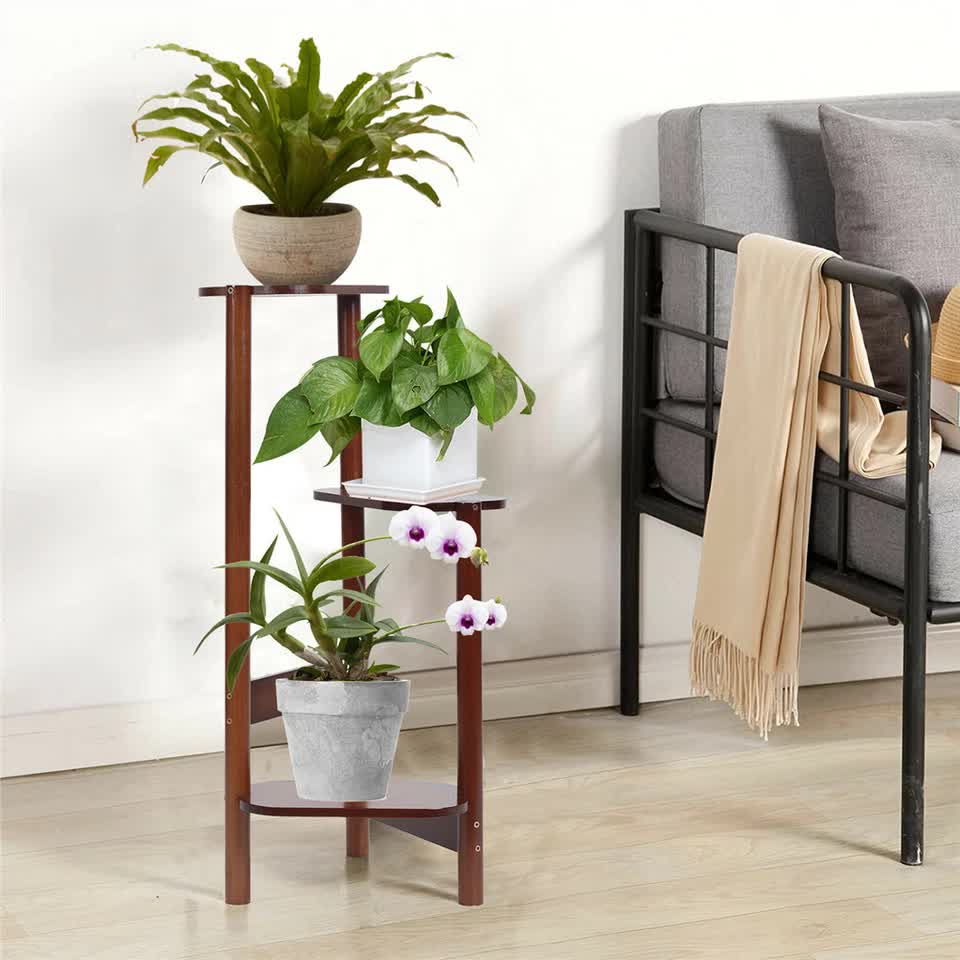 3 Tier bamboo plant stand for garden and living room-Brown V767-ZJJ443-BN-V1