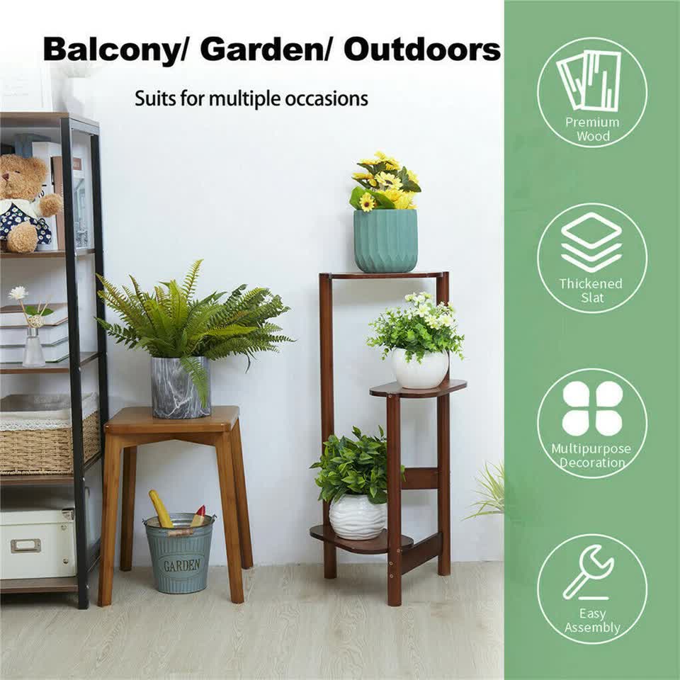 3 Tier bamboo plant stand for garden and living room-Brown V767-ZJJ443-BN-V1