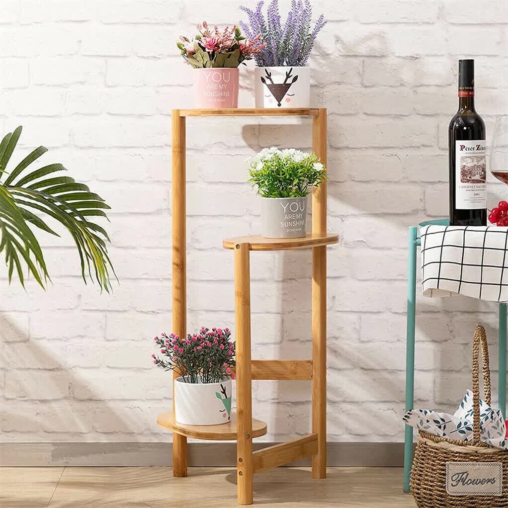 3-Tier Brown Bamboo Plant Stand Bonsai Holder V767-ZJJ443-BW-V1