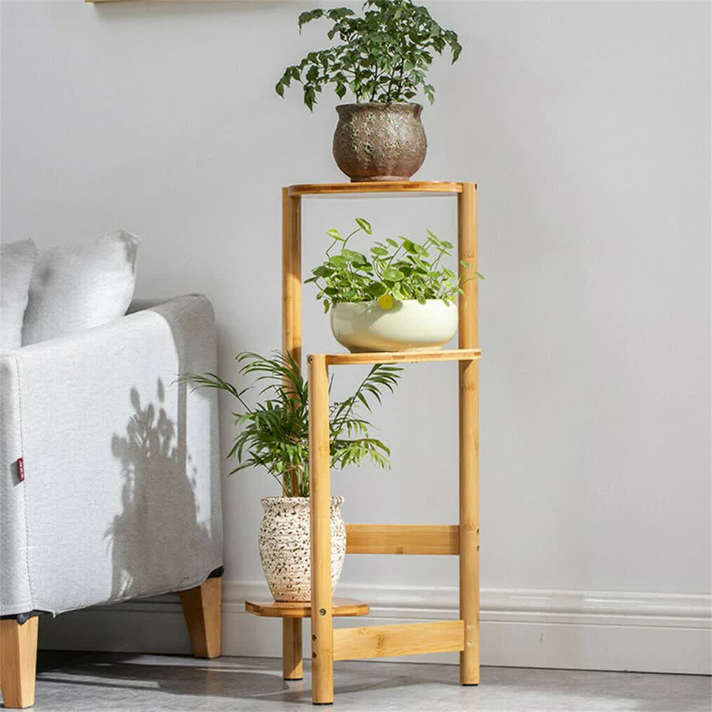 3-Tier Brown Bamboo Plant Stand Bonsai Holder V767-ZJJ443-BW-V1