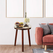 2Pcs Small Side Table Round End Table Wood Plant Stand Super Thick 3-Legs Stool V767-ZJJ461-G1