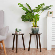 2Pcs Small Side Table Round End Table Wood Plant Stand Super Thick 3-Legs Stool V767-ZJJ461-G1