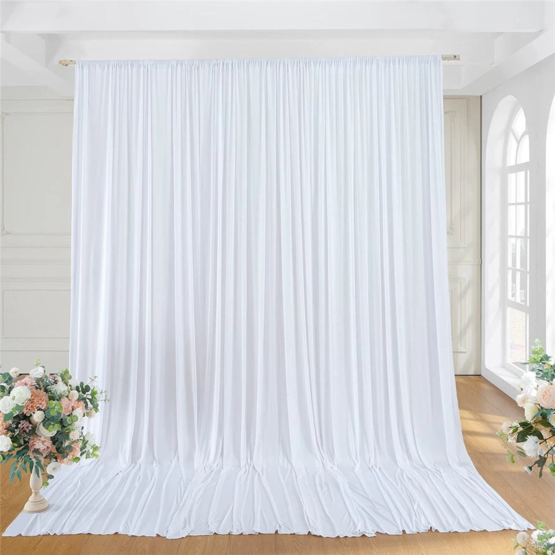 Large 3x3 m White Wedding Backdrop Curtains for Baby Shower and Birthday Decor V767-ZJJ69-WT-V1