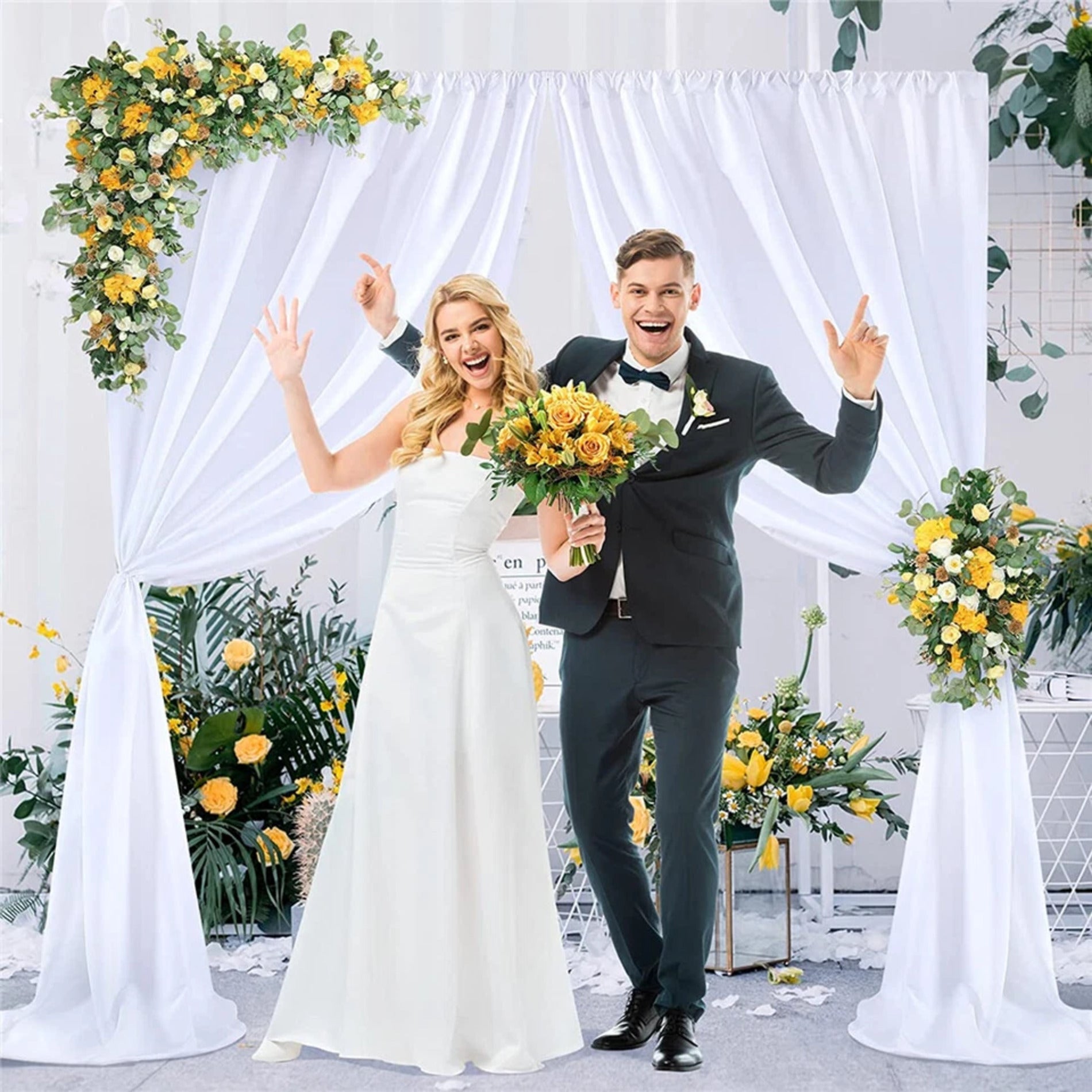 Large 3x3 m White Wedding Backdrop Curtains for Baby Shower and Birthday Decor V767-ZJJ69-WT-V1