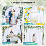 Large 3x3 m White Wedding Backdrop Curtains for Baby Shower and Birthday Decor V767-ZJJ69-WT-V1