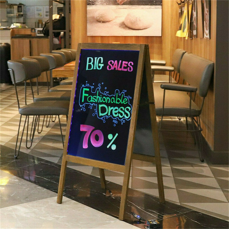 Vintage Neon LED Message Writing Board Stand Pavement Sign Illuminated Erasable V767-ZJJ93-S