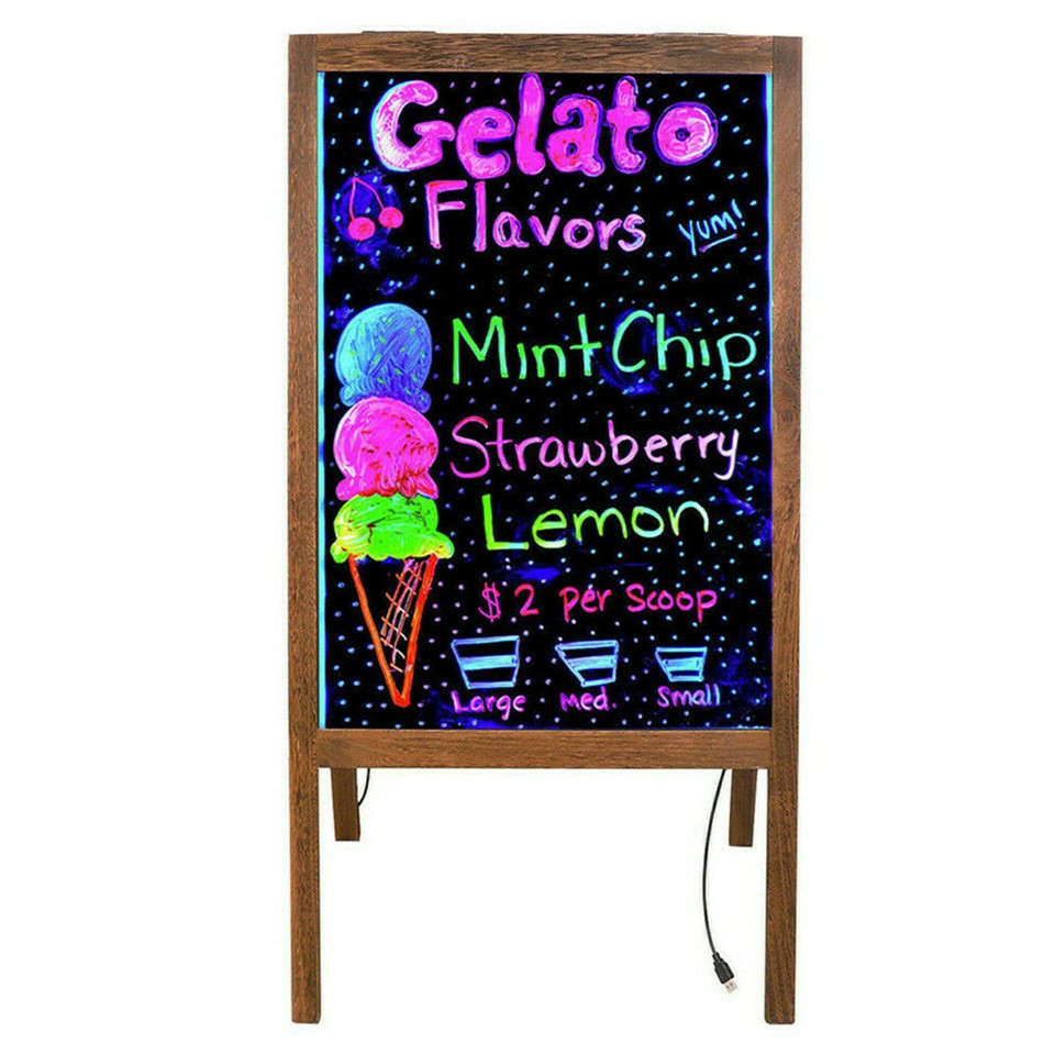 Vintage Neon LED Message Writing Board Stand Pavement Sign Illuminated Erasable V767-ZJJ93-S