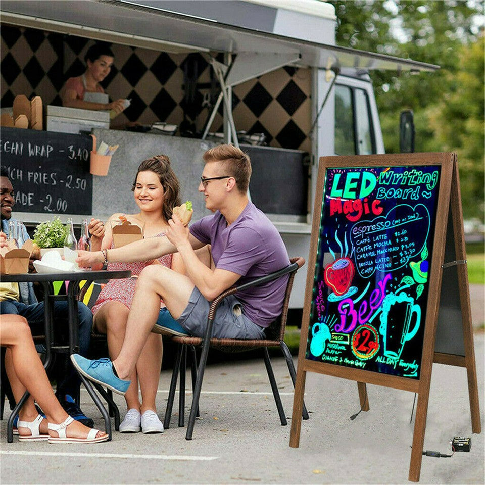 Vintage Neon LED Message Writing Board Stand Pavement Sign Illuminated Erasable V767-ZJJ93-S
