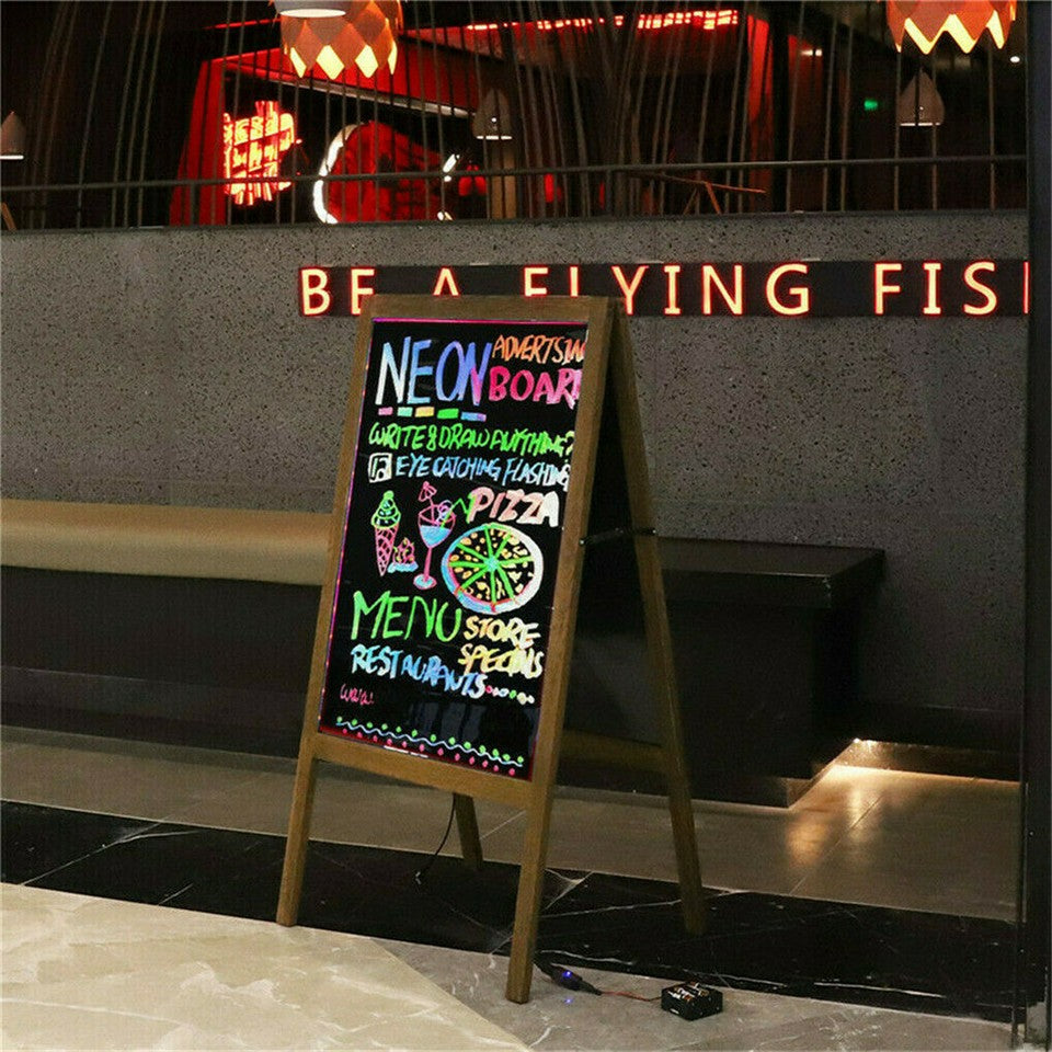 Vintage Neon LED Message Writing Board Stand Pavement Sign Illuminated Erasable V767-ZJJ93-S