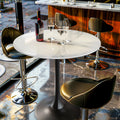 Round Stone Dining Table Anti-Scratch Easy Clean Table for Small Condo V767-ZT727GD-BL