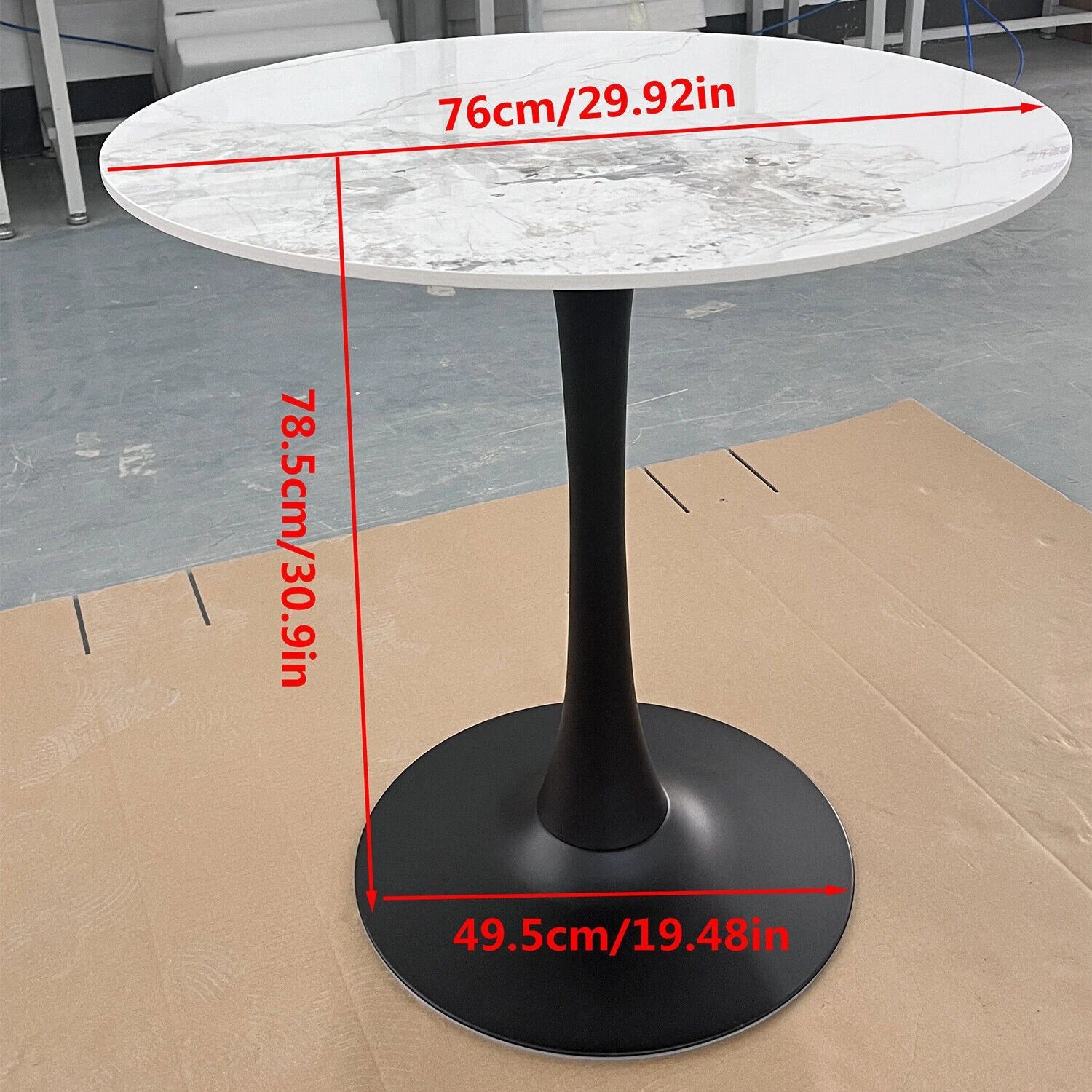 Round Stone Dining Table Anti-Scratch Easy Clean Table for Small Condo V767-ZT727GD-BL