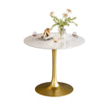 Round Real Stone Dining Table Anti-Scratch Easy Clean Table for Small Condo V767-ZT727GD-BLB