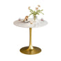 Round Real Stone Dining Table Anti-Scratch Easy Clean Table for Small Condo V767-ZT727GD-BLB