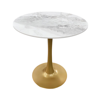 Round Real Stone Dining Table Anti-Scratch Easy Clean Table for Small Condo V767-ZT727GD-BLB
