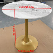 Round Real Stone Dining Table Anti-Scratch Easy Clean Table for Small Condo V767-ZT727GD-BLB