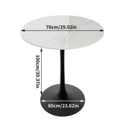 100cm Round High Bar Table Heavy Duty Sintered Stone Top Bistro Pub Table White with Black Legs V767-ZT729BK-BLB