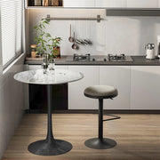 P&P Glossy Jade Round Sintered Stone Bar Table With Black Base For Stylish Interiors V767-ZT729BK-XNE