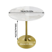 100cm Round High Bar Table Sintered Stone Top Bistro Pub Table White Top with Gold Legs V767-ZT729GD-BLB