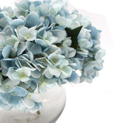 Premium Faux Hydrangea With Glass Vase (Artificial Flowering Blue Hydrangea) 23cm V77-88015