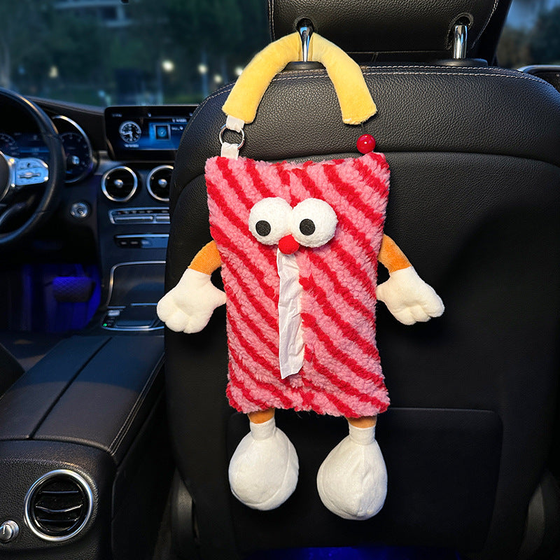 Red Striped Tissue Holder for Car - Fun Design V888-25041
