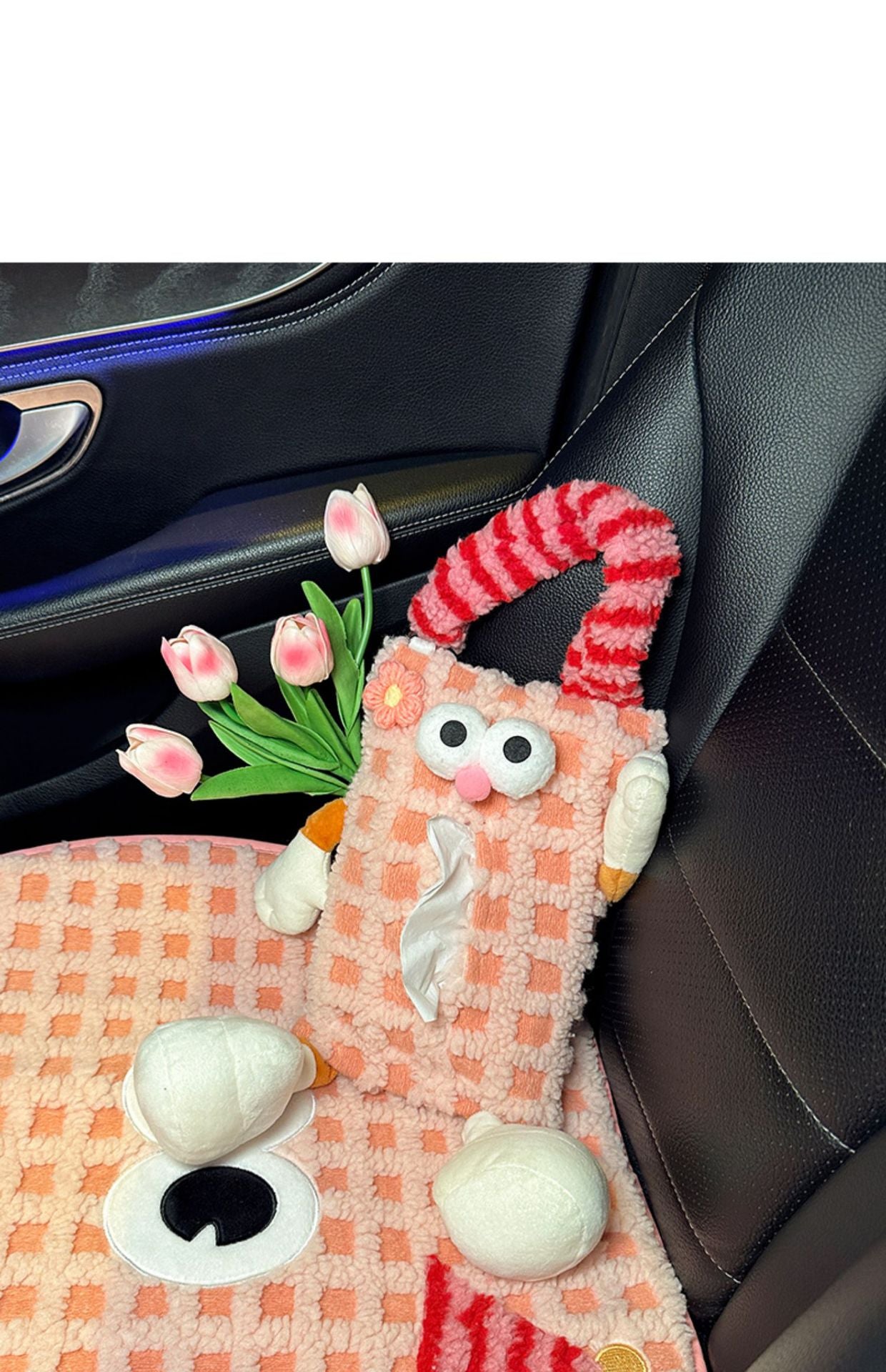 Pink Striped Tissue Holder for Car - Fun Design V888-25043