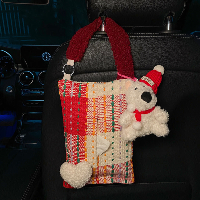 Cute Red Bear Car Tissue Holder - Woven Design V888-25045