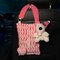 Cute Pink Bear Car Tissue Holder - Woven Design V888-25046