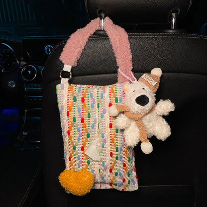 Cute Yellow Bear Car Tissue Holder - Woven Design V888-25047