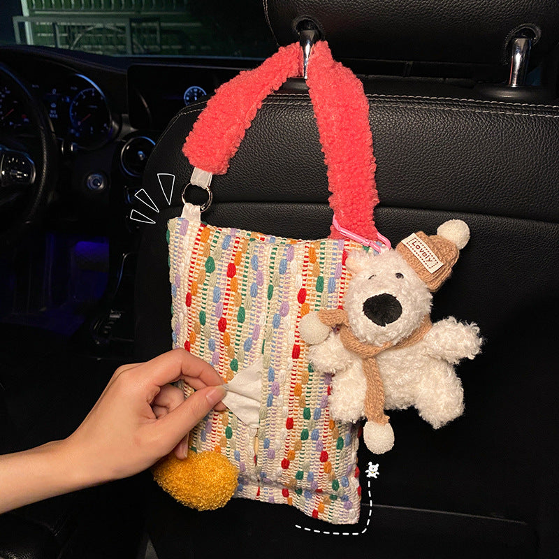 Cute Yellow Bear Car Tissue Holder - Woven Design V888-25047