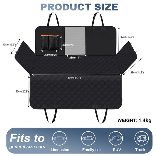 Dog Car Seat Cover, Waterproof Pet Seat Cover for Back Seat with Side Flaps, Non-Slip Durable Scratchproof V888-ELOSUNG10071