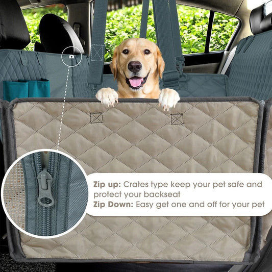 Heavy Duty Dog Car Seat Cover with Side Flaps, Waterproof Pet Back Seat Cover, Non-Slip Scratchproof Dog V888-ELOSUNG10073