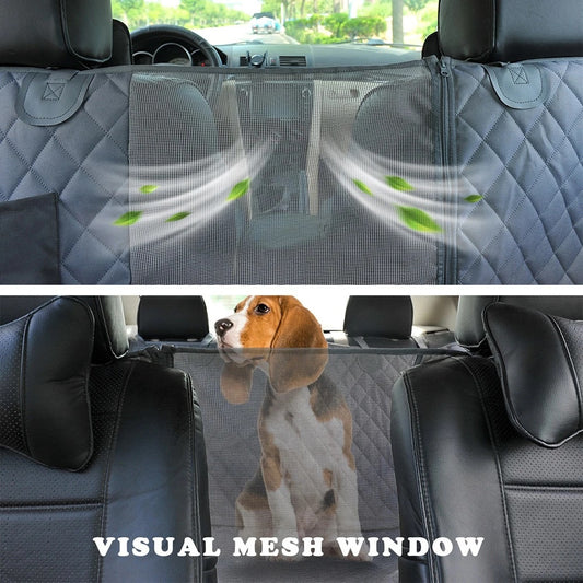Dog Car Seat Cover with Mesh Window, Waterproof Pet Seat Cover for Back Seat, Non-Slip Durable Scratchproof V888-ELOSUNG10074