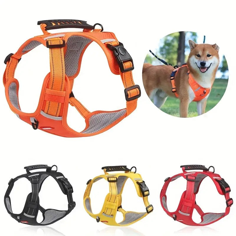 Reflective Dog Harness with Leash, No-Pull Vest Harness for Dogs, Adjustable Dog Vest with Handle, Walking V888-ELOSUNG10093
