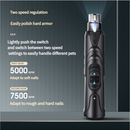 Dual-Speed Pet Nail Grinder with LED Light, USB Rechargeable, 5000-7500 RPM for Safe and Painless Grooming V888-ELOSUNG10114