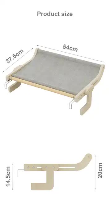 Wall-Mounted Cat Hammock Bed- Wooden Frame, Comfortable and Space-Saving Design for Pets V888-ELOSUNG10157