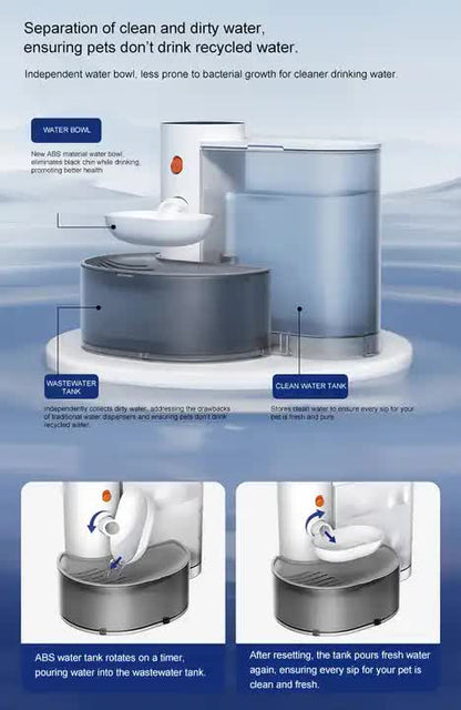Smart Pet Water Dispenser - Tilted Design, Fresh Water Supply, Automatic Water Bowl for Cats and Dogs V888-ELOSUNG10163