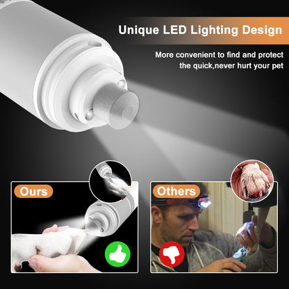 Rechargeable Pet Nail Grinder with Quiet Motor and LED Lights- USB Charging, Two-Speed Settings V888-ELOSUNG10167