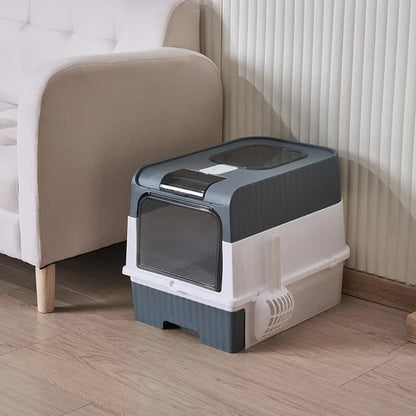 Large Enclosed Cat Litter Box with Drawer and Scoop - Odor Control, Removable Tray, Easy Clean Design V888-ELOSUNG10170