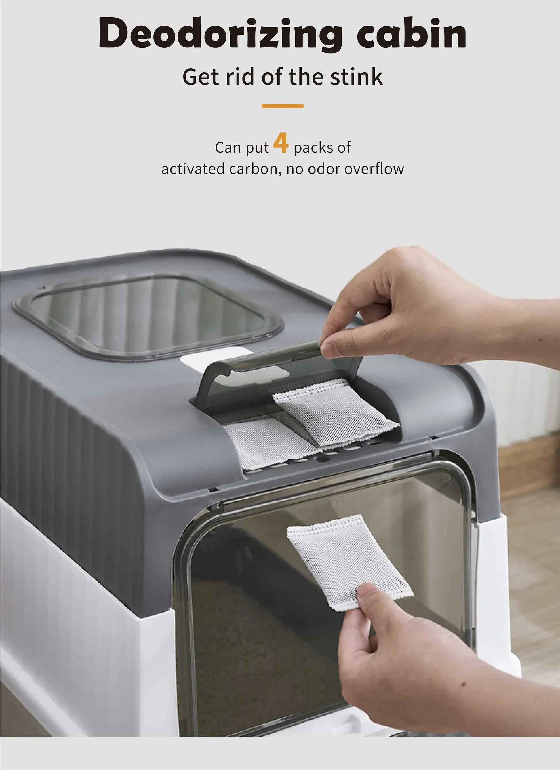 Large Enclosed Cat Litter Box with Drawer and Scoop - Odor Control, Removable Tray, Easy Clean Design V888-ELOSUNG10170